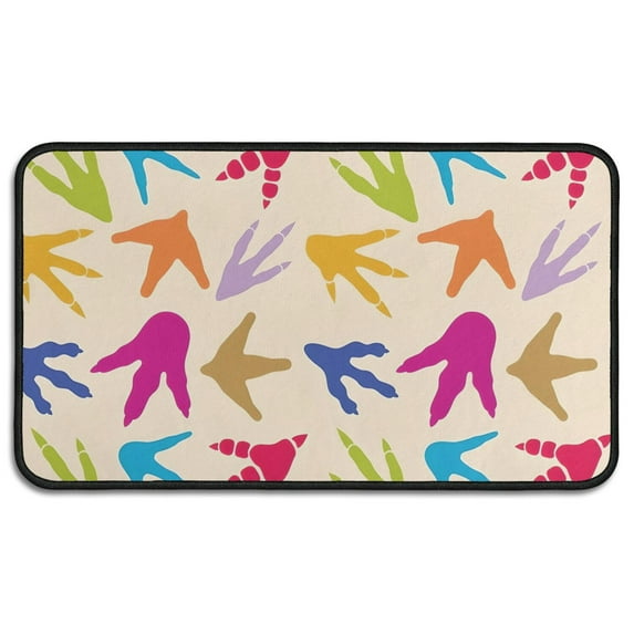 Colorful Dinosaur Footprints Pattern Door Rugs,Washable Non Slip Door Mats Indoor,Decorative Door Mats,Entry Mat Indoor for Entrance,Bedroom,Kitchen,Bathroom,30"x17"