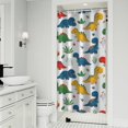 thumbnail image 1 of Colorful Dinosaur and Leaf Pattern Shower Curtain 36"x72" ,Bathroom Decorative Shower Curtains Set with 12 Hooks,Modern Waterproof Washable Shower Curtain, 1 of 6