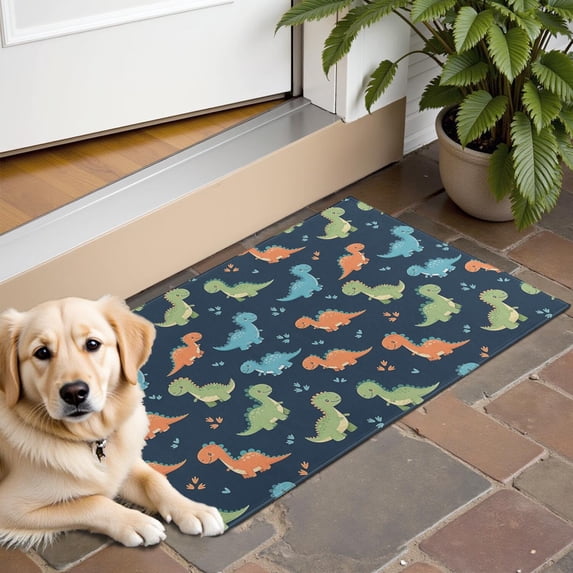 Colorful Dinosaur Pattern Door Rugs,Washable Non Slip Door Mats Indoor,Decorative Door Mats,Entry Mat Indoor for Entrance,Bedroom,Kitchen,Bathroom,16"x24"