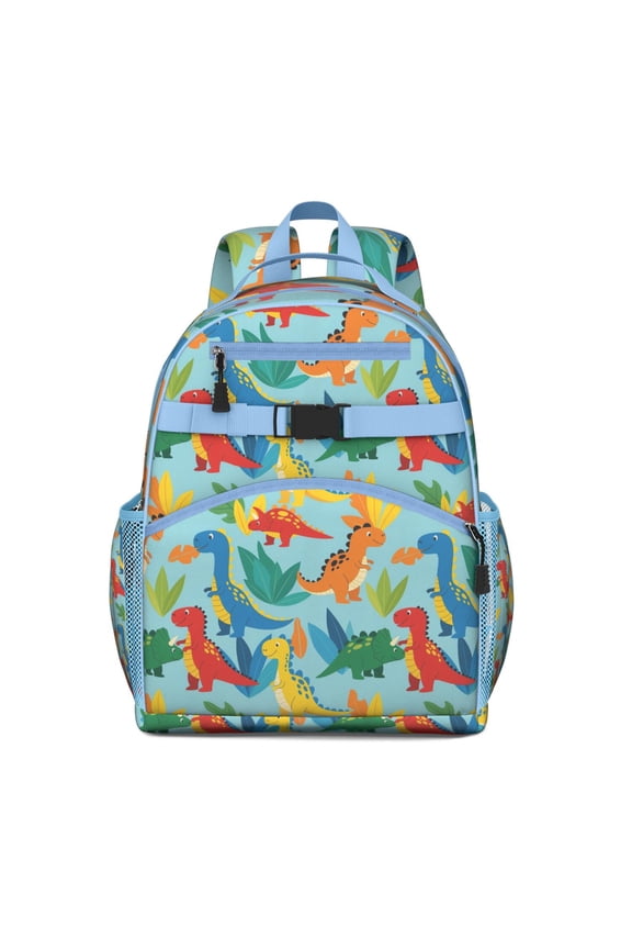 Colorful Dinosaur Pattern with Leaves Backpack for School,Cute School Bag,Schoolbag with Adjustable Shoulder Straps & Padded Back,15.25"x11.5"x5.25"