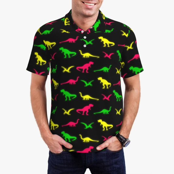 Colorful Dinosaur Polo Shirts Funny Animal Print Casual Shirt Summer Fashion T-Shirts Men