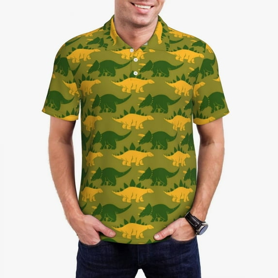 Colorful Dinosaur Polo Shirts Funny Animal Print Casual Shirt Summer Fashion T-Shirts Men