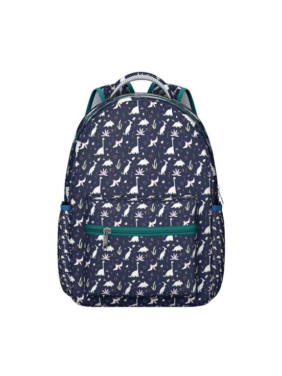 Colorful Dinosaur Print School Backpack for Student Cute Dino Pattern Funny Cartoon Watercolor Forest Theme Design