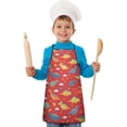thumbnail image 1 of Colorful Dinosaur Red Pattern Kids Aprons for Girls and Boys,Adjustable Neck Strap Toddler Aprons for Kids Cooking Baking, 1 of 6