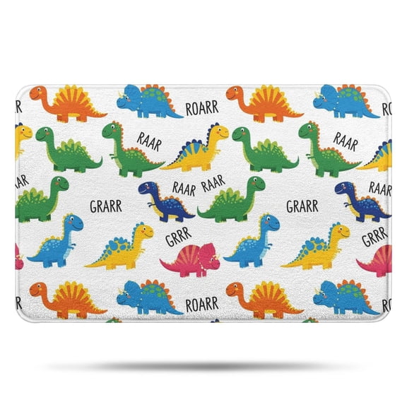 Colorful Dinosaur with Roar Pattern Bathroom Rugs Mat,Non Slip Microfiber Bathroom Rug,Rubber Backing,Soft Bathroom Mats for Bathroom Floor,Tub and Shower,17x27in(43x68cm)