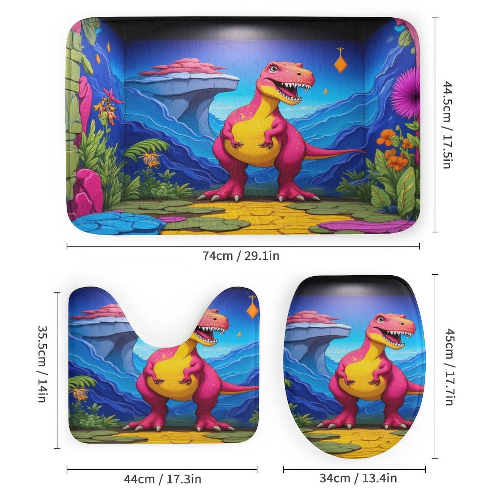 Colorful Dinosaur Room Mural Bathroom Mats Sets 3 Piece Bath Mat Earth Colorful Dinosaur Room Mural Bathroom Mats Sets 3 Piece Bath Mat Earth