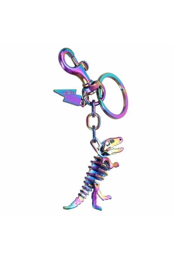 Colorful Dinosaur Skeleton Pendant Keychain Unique Metal Key Chain Bag Decoration for Trendy Individuals and Students