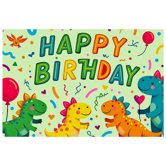 Colorful Dinosaur Themed Happy Birthday Banner Background Backdrop Party Decoration Supplies for Kids Birthday Party Photography Props and Indoor Outdoor Celebrations