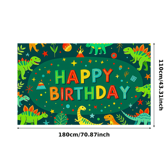 Colorful Dinosaur Themed Happy Birthday Banner Party Decoration Backdrop Background for Birthday Party Celebrations Photography Props Kids Party Decorations