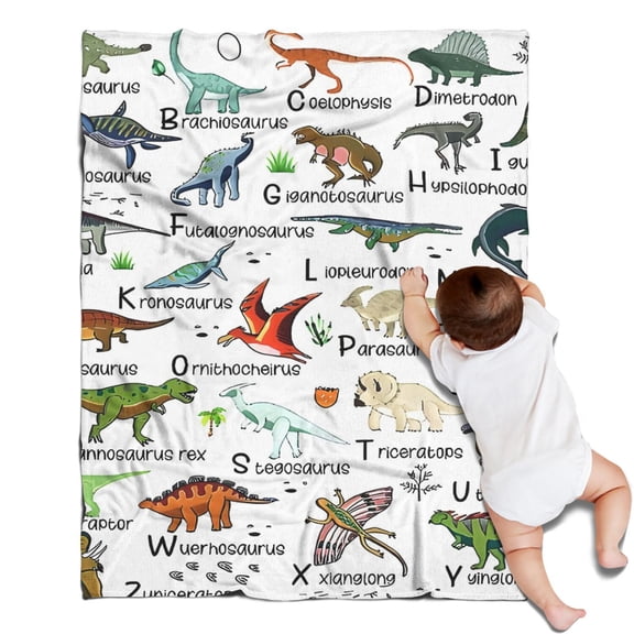 Colorful Dinosaurs Alphabet Pattern Blanket,Comfortable Soft Lamb Wool Throw Blanket,All Season,Warm Lightweight Blankets for Sofa Bed Couch Living Room Chair,30"x40"