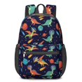 thumbnail image 1 of Colorful Dinosaurs Astronauts Planets Pattern 17" Waterproof Oxford School Backpacks for Teens, S-Shape Padded Straps, for School, Travel, Hiking, Camping, 1 of 3