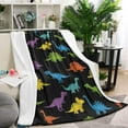 thumbnail image 1 of Colorful Dinosaurs Black Pattern Blanket,Comfortable Soft Lamb Wool Throw Blanket,All Season,Warm Lightweight Blankets for Sofa Bed Couch Living Room Chair,60"x80", 1 of 4