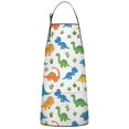 thumbnail image 1 of Colorful Dinosaurs Cacti Pattern Apron-Garden Aprons for Women with Pockets-Cotton Linen Waterproof Kitchen Cooking Gardening Aprons Adjustable for Kitchen,Cooking,BBQ and Salon 33x27 Inch, 1 of 7