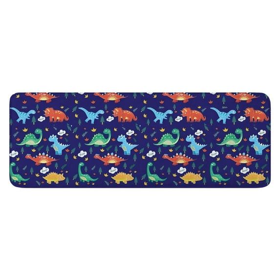 Colorful Dinosaurs Clouds Trees Pattern Kitchen Rug Mat,Kitchen Runner Rugs Non Skid Washable,Decorative Kitchen Floor Mats for Kitchen,Sink,Laundry,17"x47.2"