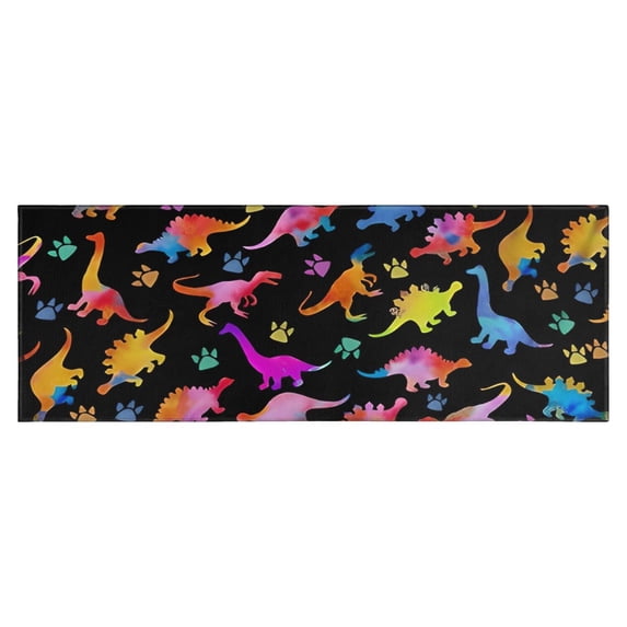 Colorful Dinosaurs Colorful Paws Pattern Kitchen Rug Mat,Kitchen Runner Rugs Non Skid Washable,Decorative Kitchen Floor Mats for Kitchen,Sink,Laundry,17"X47"