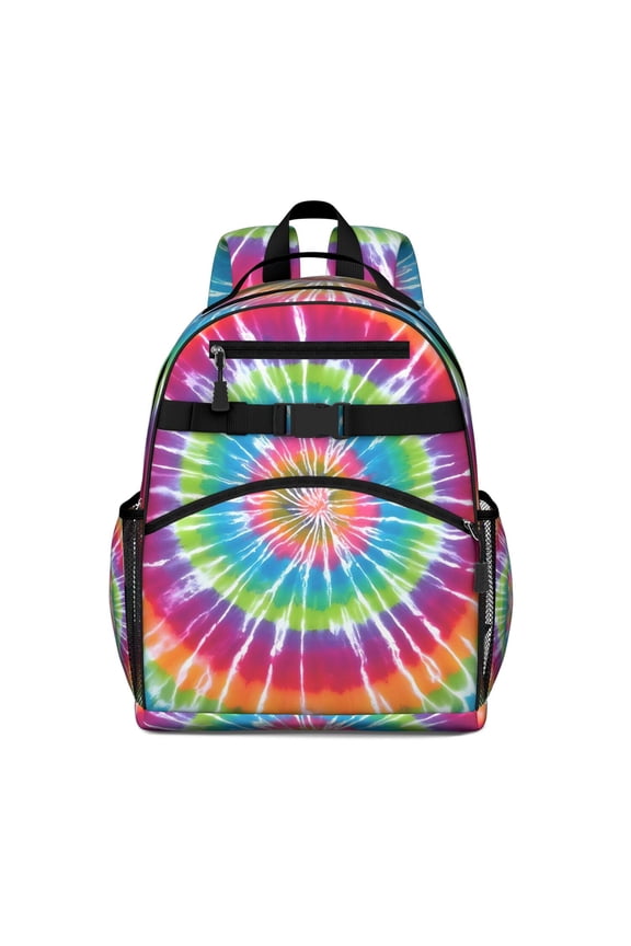 Rainbow Tie Dye Mandala Pattern Backpack for School,Cute School Bag,Schoolbag with Adjustable Shoulder Straps & Padded Back,15.25"x11.5"x5.25"