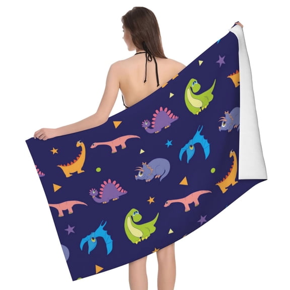 Colorful Dinosaurs Cute Dinosaur Dino Beach Bath Towel Gym Spa Shower Towels Pool Soft 32" X 52" for Men Women