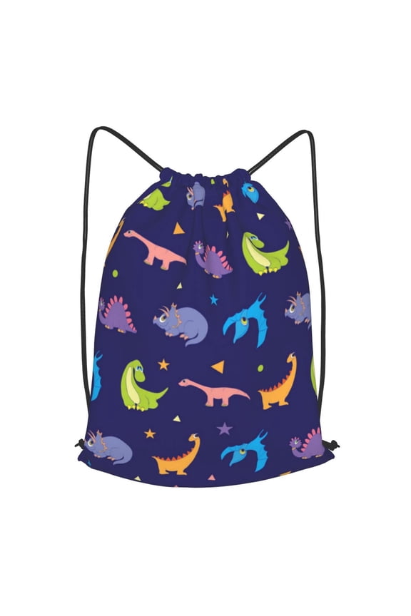 Colorful Dinosaurs Cute Dinosaur Dino Drawstring Backpack Gym String Bag Sports Sackpack Cinch Sack, Small