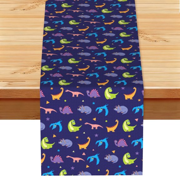 Colorful Dinosaurs Cute Dinosaur Dino Table Runner 13x72 Inch for Dining Table Kitchen Wedding Party Decor Fireplace Mantle