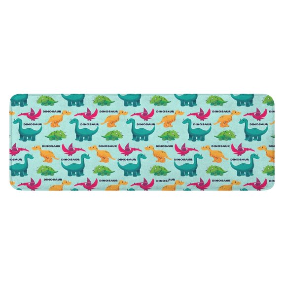 Colorful Dinosaurs DINO Pattern Kitchen Rug Mat,Kitchen Runner Rugs Non Skid Washable,Decorative Kitchen Floor Mats for Kitchen,Sink,Laundry,17"x47.2"