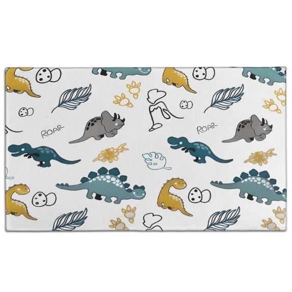 Colorful Dinosaurs Eggs Leaves Pattern Door Rugs,Washable Non Slip Door Mats Indoor,Decorative Door Mats,Entry Mat Indoor for Entrance,Bedroom,Kitchen,Bathroom,17"x30"