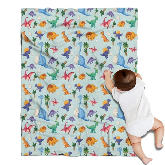 Colorful Dinosaurs Eggs Palms Pattern Blanket,Comfortable Soft Lamb Wool Throw Blanket,All Season,Warm Lightweight Blankets for Sofa Bed Couch Living Room Chair,30"x40"
