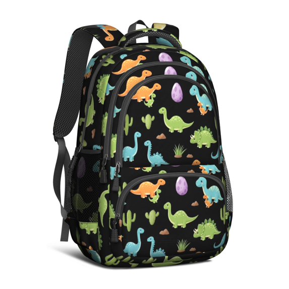 Colorful Dinosaurs Eggs Pattern Cute School Backpack Bag with Padded Back and Adjustable Shoulder Straps 16.9 X 12.6 X 5.9 Inches