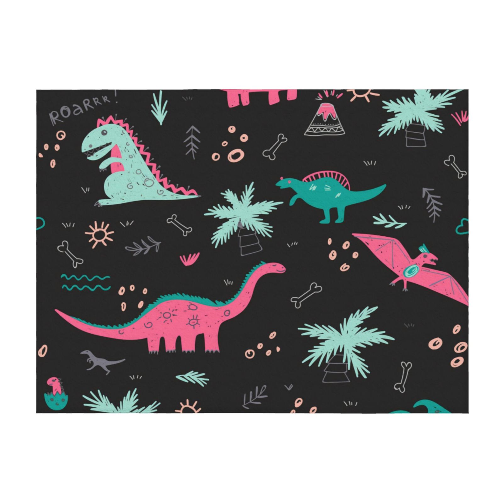 Colorful Dinosaurs Flannel Blanket Soft Lightweight Plush Fuzzy Cozy