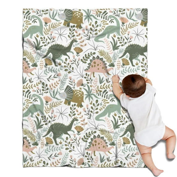 Colorful Dinosaurs Floral Pattern Blanket,Comfortable Soft Lamb Wool Throw Blanket,All Season,Warm Lightweight Blankets for Sofa Bed Couch Living Room Chair,30"x40"