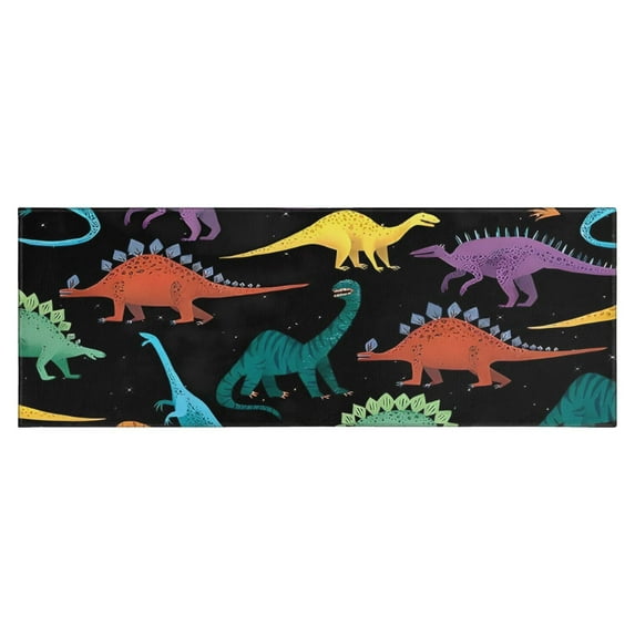 Colorful Dinosaurs Galaxy Pattern Kitchen Rug Mat,Kitchen Runner Rugs Non Skid Washable,Decorative Kitchen Floor Mats for Kitchen,Sink,Laundry,17"X47"