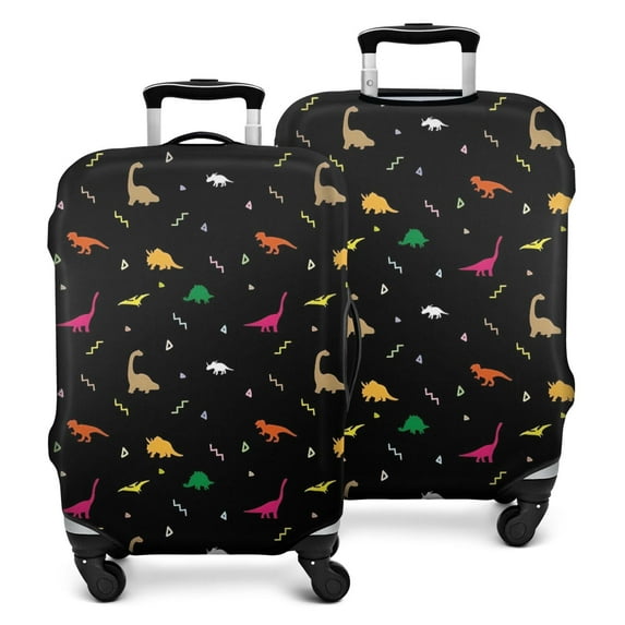Colorful Dinosaurs Geometric Shapes Pattern Luggage Cover Fashion Suitcase Cover Baggage Covers Fit 25-28 Inch Luggage (Go Travel)