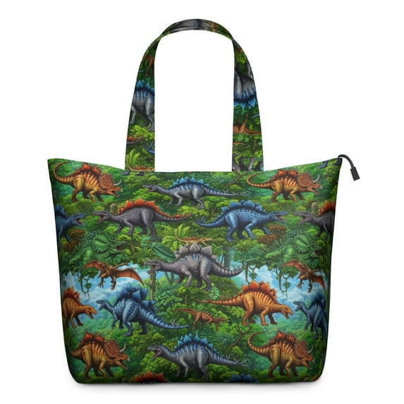 Colorful Dinosaurs Jungle Scene Pattern Travel Tote Bags for Women Carry On,Large Weekender Bags for Women Travel,Multi Functional Duffle Bag for Work,Shopping,Sports