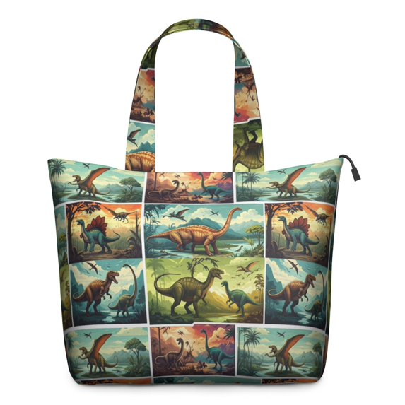Colorful Dinosaurs Landscape Pattern Travel Tote Bags for Women Carry On,Large Weekender Bags for Women Travel,Multi Functional Duffle Bag for Work,Shopping,Sports