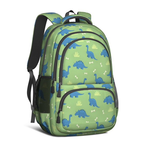 Colorful Dinosaurs Leaves Pattern Cute School Backpack Bag with Padded Back and Adjustable Shoulder Straps 16.9 X 12.6 X 5.9 Inches