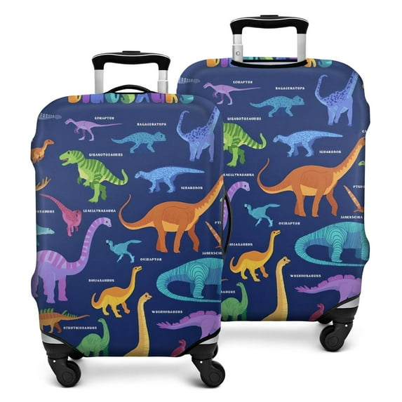 Colorful Dinosaurs Names Chart Pattern Luggage Cover Fashion Suitcase Cover Baggage Covers Fit 25-28 Inch Luggage (Go Travel)