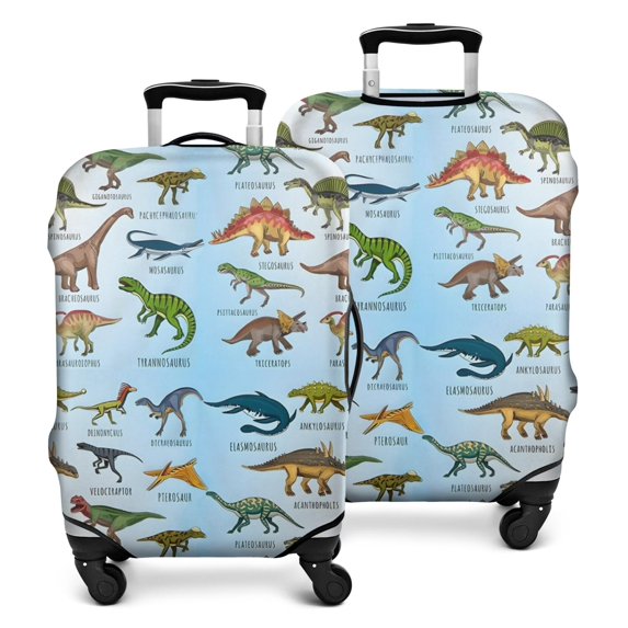 Colorful Dinosaurs Names Labels Pattern Luggage Cover Fashion Suitcase Cover Baggage Covers Fit 25-28 Inch Luggage (Go Travel)