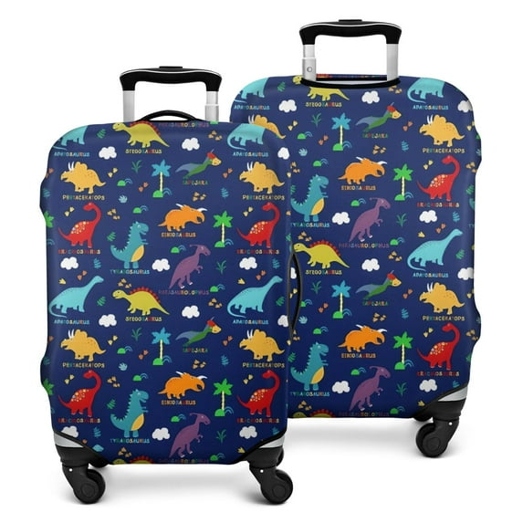 Colorful Dinosaurs Names Palms Clouds Pattern Luggage Cover Fashion Suitcase Cover Baggage Covers Fit 25-28 Inch Luggage (Go Travel)