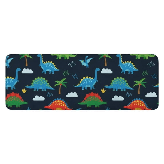 Colorful Dinosaurs with Palm Trees Kitchen Rug Mat,Kitchen Runner Rugs Non Skid Washable,Decorative Kitchen Floor Mats for Kitchen,Sink,Laundry,17"x47.2"