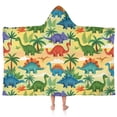 thumbnail image 1 of Colorful Dinosaurs Palm Trees Pattern Hooded Bath Towel，50"x30" for Ages 3 To 12 Kids, Quick Dry Lightweight Soft Microfiber Hood Beach Towel Cover Up for Kids, 1 of 7