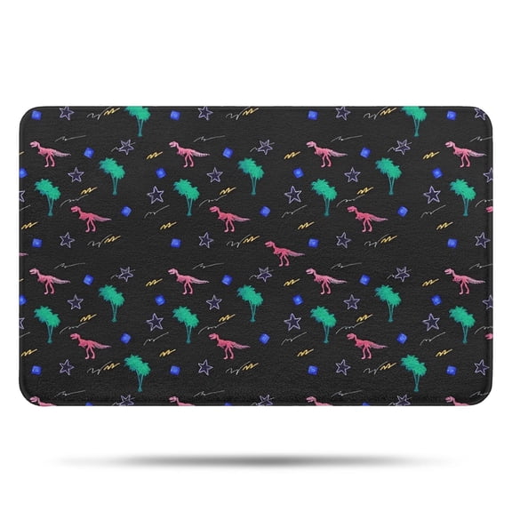 Colorful Dinosaurs Palms Stars Pattern Bathroom Rugs Mat,Non Slip Microfiber Bathroom Rug,Rubber Backing,Soft Bathroom Mats for Bathroom Floor,Tub and Shower,17x27in(43x68cm)