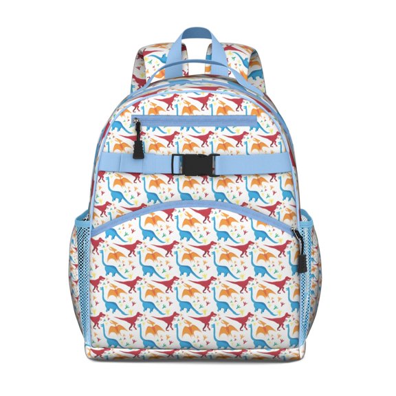 Colorful Dinosaurs Pattern Backpack for School,Cute School Bag,Schoolbag with Adjustable Shoulder Straps & Padded Back,15.25"x11.5"x5.25"
