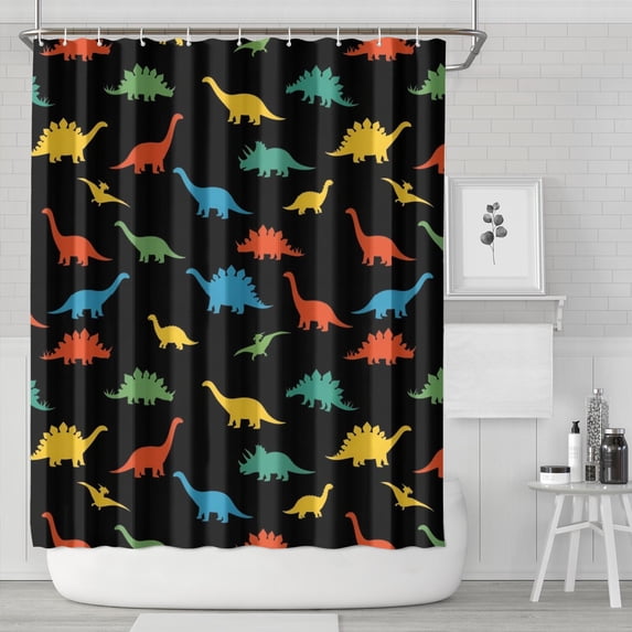 Colorful Dinosaurs Pattern Shower Curtain 84"x72" ,Bathroom Decorative Shower Curtains Set with 12 Hooks,Modern Waterproof Washable Shower Curtain