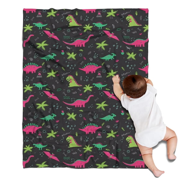 Colorful Dinosaurs Plants Pattern Blanket,Comfortable Soft Lamb Wool Throw Blanket,All Season,Warm Lightweight Blankets for Sofa Bed Couch Living Room Chair,30"x40"