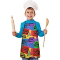thumbnail image 1 of Colorful Dinosaurs Pop Art Pattern Kids Aprons for Girls and Boys,Adjustable Neck Strap Toddler Aprons for Kids Cooking Baking, 1 of 6