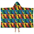 thumbnail image 1 of Colorful Dinosaurs Pop Art Square Pattern Hooded Bath Towel，50"x30" for Ages 3 To 12 Kids, Quick Dry Lightweight Soft Microfiber Hood Beach Towel Cover Up for Kids, 1 of 7