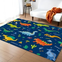 Colorful Dinosaurs Print Non-Slip Area Rug For Kids Playroom And Children Bedrooms Dorm Home Decor Carpet Large Floor Mat 5' x 7'