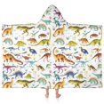 thumbnail image 1 of Colorful Dinosaurs Realistic Pattern Hooded Bath Towel，60"x35" for Ages 3 To 12 Kids, Quick Dry Lightweight Soft Microfiber Hood Beach Towel Cover Up for Kids, 1 of 7