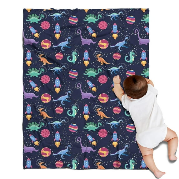 Colorful Dinosaurs Rockets Pattern Blanket,Comfortable Soft Lamb Wool Throw Blanket,All Season,Warm Lightweight Blankets for Sofa Bed Couch Living Room Chair,30"x40"