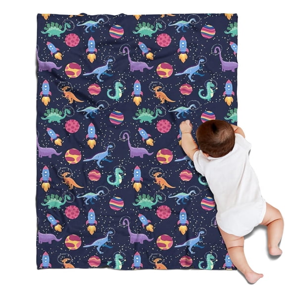 Colorful Dinosaurs Rockets Pattern Blanket,Comfortable Soft Lamb Wool Throw Blanket,All Season,Warm Lightweight Blankets for Sofa Bed Couch Living Room Chair,30"x40"