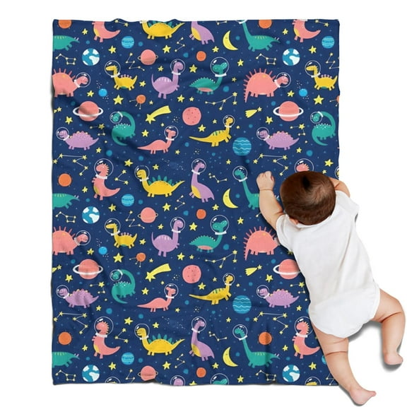Colorful Dinosaurs Space Pattern Blanket,Comfortable Soft Lamb Wool Throw Blanket,All Season,Warm Lightweight Blankets for Sofa Bed Couch Living Room Chair,30"x40"